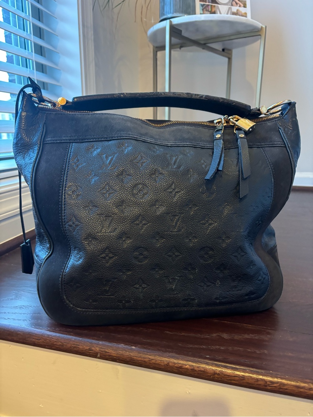Louis Vuitton Black Embossed Monogram Leather Shoulder Bag Empreinte Audacieuse